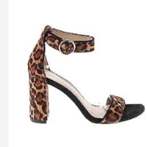 Ann Taylor Leopard Print Leannette Ankle Strap Block Heels Size 8.5
